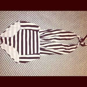 Black and white one-piece swimsuit